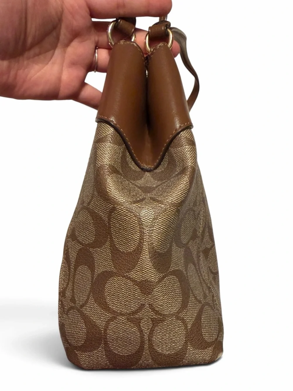 Coach Brooke Signature khaki saddle bag